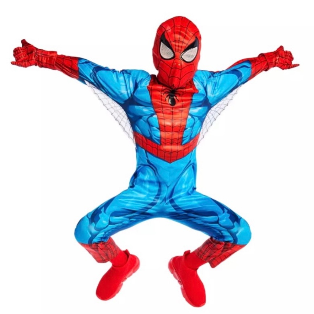 DISNEY-SPIDER-MAN COSTUME FOR KIDS with bodysuit, mask, and gloves SIZE …